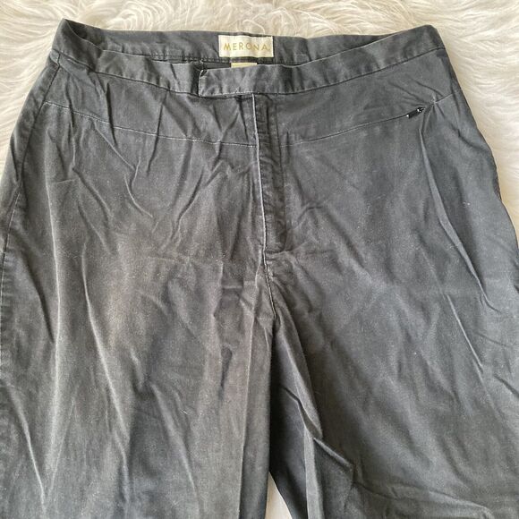 Merona Pants Size 12 Chino Trouser Black Slacks Womens Work Casual Career Basic - Picture 3 of 10